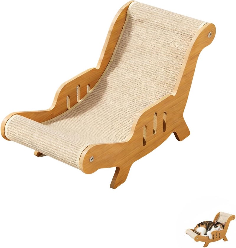 Cat Scratcher Lounge Chair, Large Sisal, 52 X 32 X 32 Cm, Solid Wood Scratch Lounger, Extra Large, Long-Lasting, Brown, Protects Cat Paws - Image 4