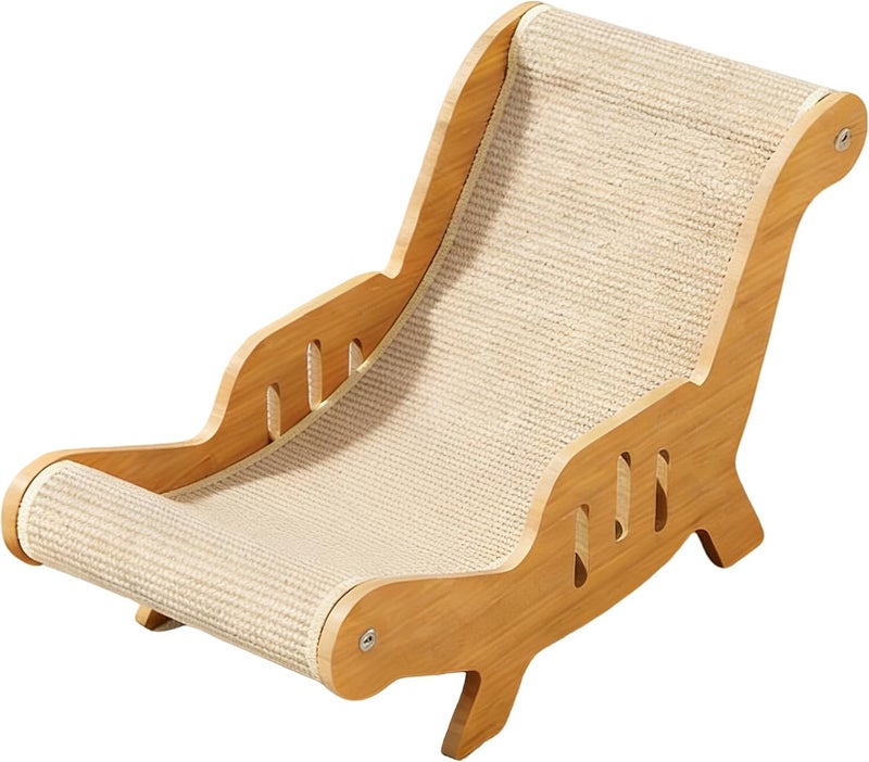 Cat Scratcher Lounge Chair, Large Sisal, 52 X 32 X 32 Cm, Solid Wood Scratch Lounger, Extra Large, Long-Lasting, Brown, Protects Cat Paws - Image 1