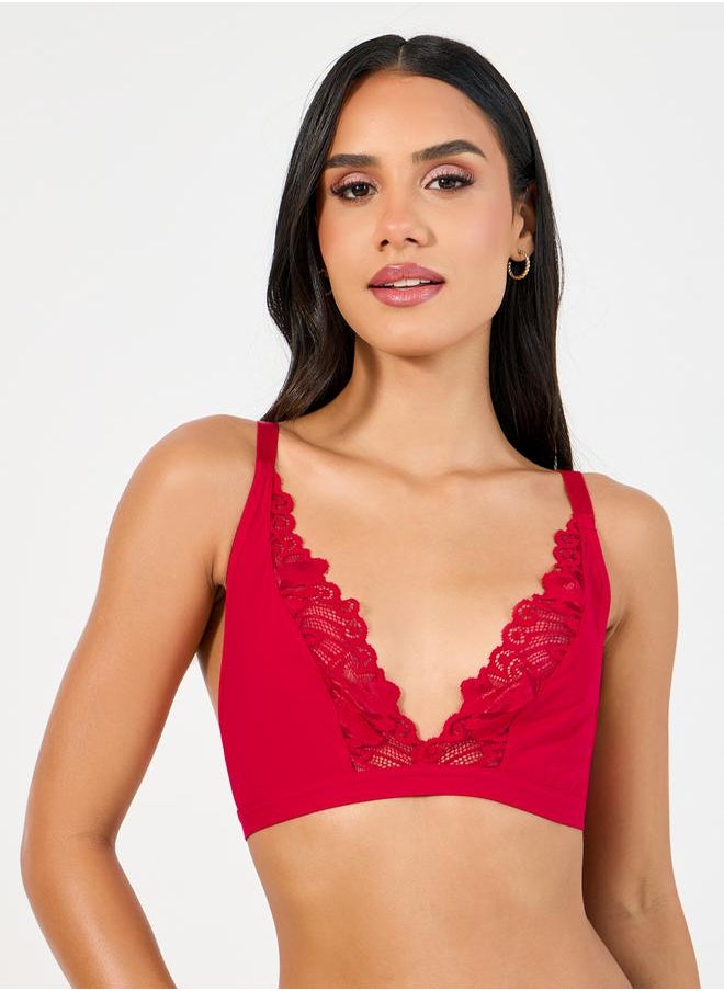 Styli - Pack of 2 - Non Padded Non Wired Scalloped Lace Edge Bralette - Image 1