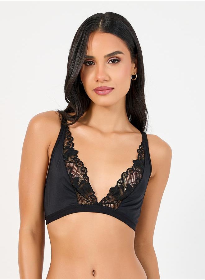 Styli - Pack of 2 - Non Padded Non Wired Scalloped Lace Edge Bralette - Image 1