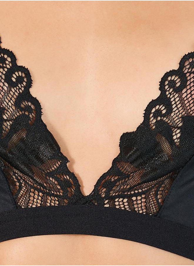 Styli - Pack of 2 - Non Padded Non Wired Scalloped Lace Edge Bralette - Image 1