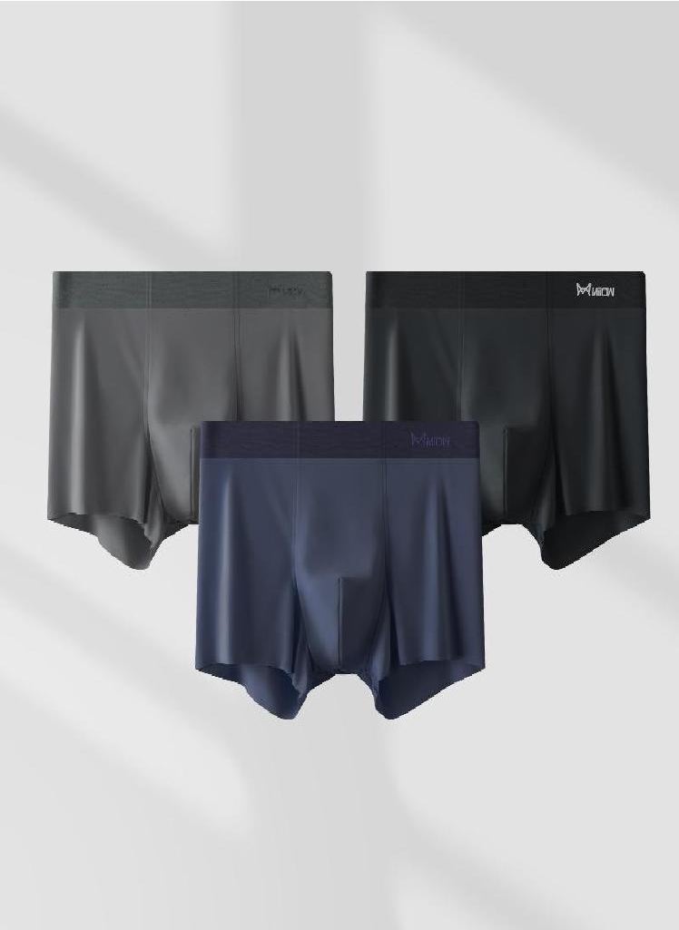 MIIOW - 3Pcs Ice Silk Man Underwear Boxer Metal Fiber Antistatic Men Underpants Seamless Cut Hem Men's Panties Boxers Shorts Trunk - Image 1