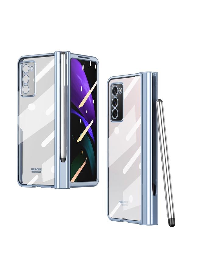 اس-توب جراب لهاتف Samsung Galaxy Z Fold2 5G، جراب هاتف كامل الجسم مطلي بالكهرباء مع مفصلات وقلم - Image 1