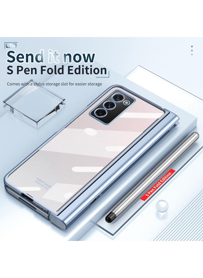 اس-توب جراب لهاتف Samsung Galaxy Z Fold2 5G، جراب هاتف كامل الجسم مطلي بالكهرباء مع مفصلات وقلم - Image 3