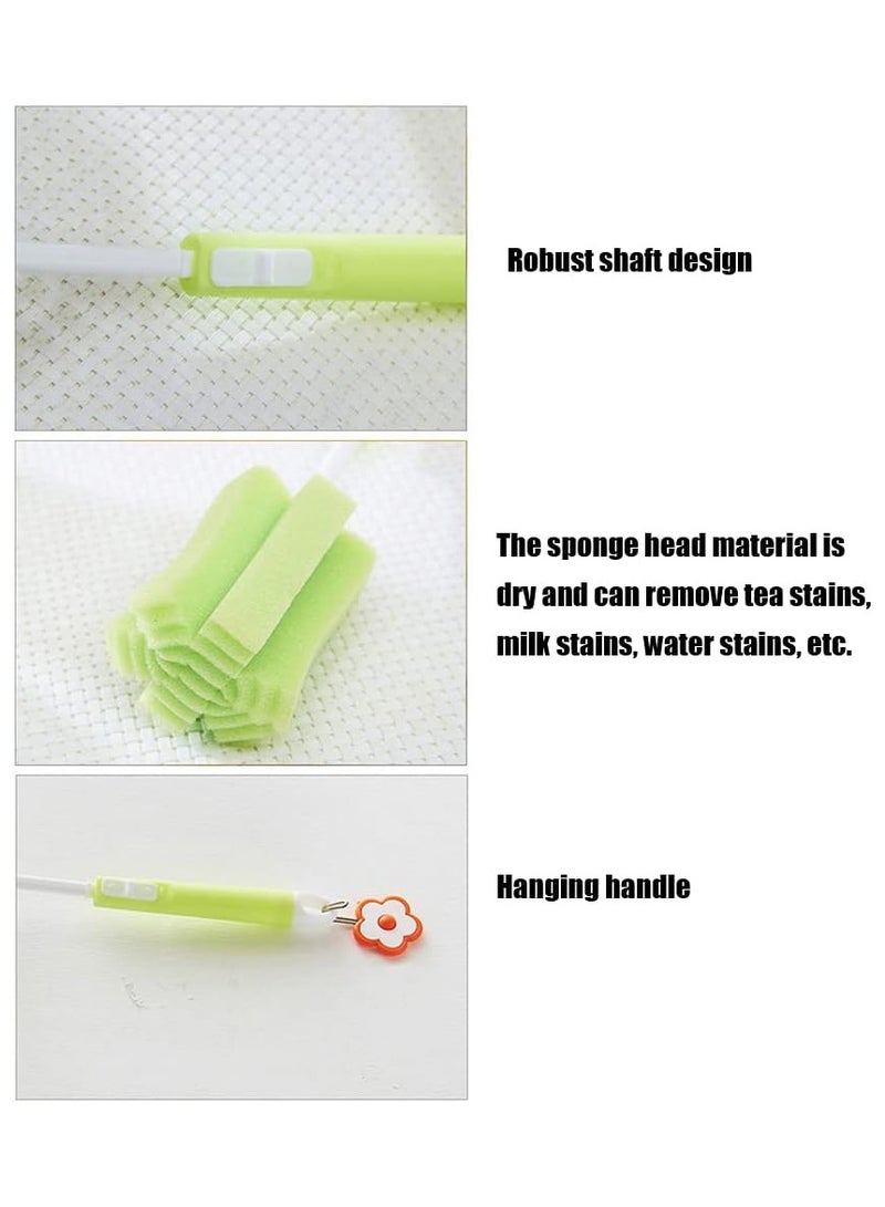A.M 3PCS Sponge Bottle Cleaning Brushes, Dishwashing Foam Sponge Brush, Adjustable Sponge Cleaning Brush, Plastic Long Handle Brush For Water Bottle, Baby Bottle, Glass Bottle(Red Green Blue(8.5 * 5.5cm)) - Image 2