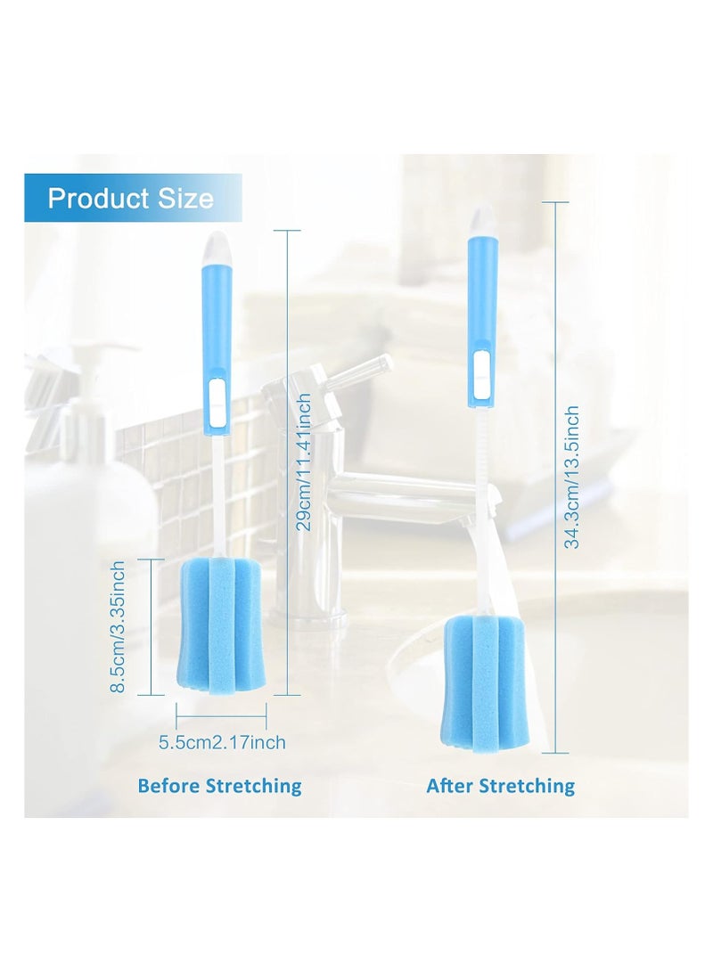 A.M 3PCS Sponge Bottle Cleaning Brushes, Dishwashing Foam Sponge Brush, Adjustable Sponge Cleaning Brush, Plastic Long Handle Brush For Water Bottle, Baby Bottle, Glass Bottle(Red Green Blue(8.5 * 5.5cm)) - Image 3