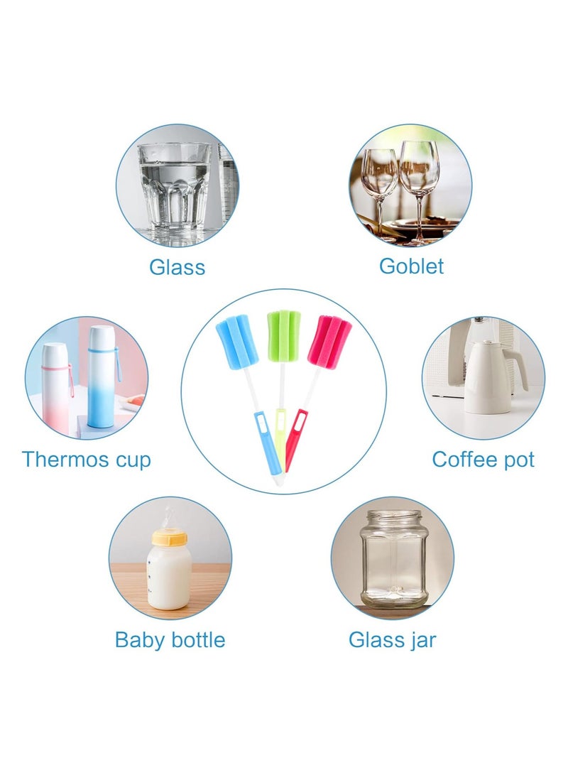 A.M 3PCS Sponge Bottle Cleaning Brushes, Dishwashing Foam Sponge Brush, Adjustable Sponge Cleaning Brush, Plastic Long Handle Brush For Water Bottle, Baby Bottle, Glass Bottle(Red Green Blue(8.5 * 5.5cm)) - Image 4