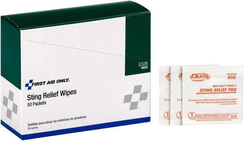 First Aid Only G326GR Insect Sting Relief Pad 50 Count Box - Image 1