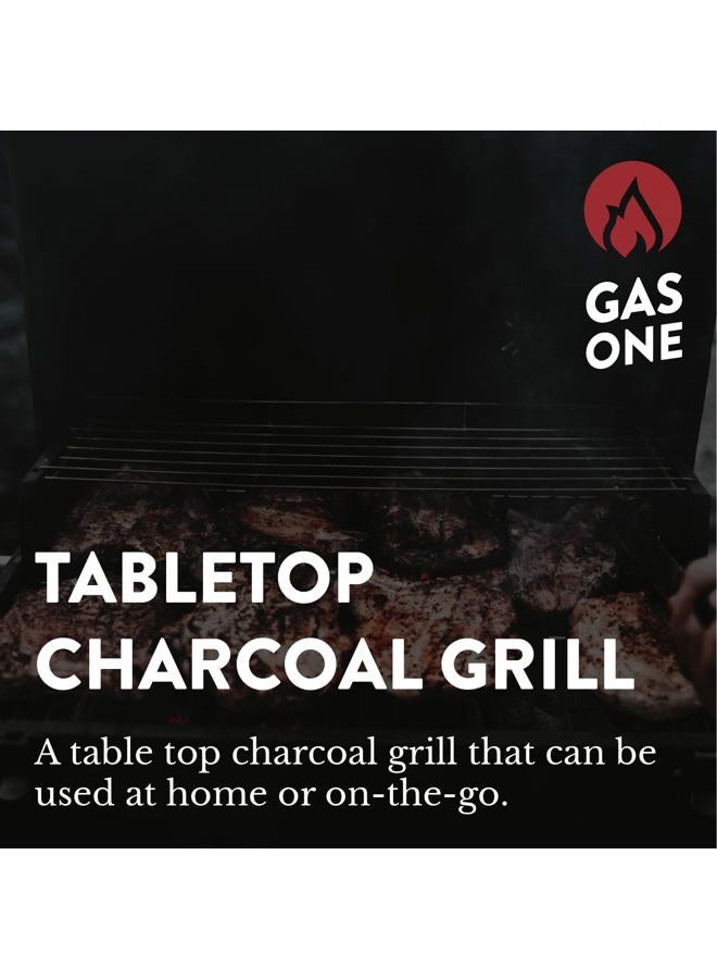 GasOne Portable Charcoal Grill – 18-inch Tabletop Charcoal Grill with Side Handles and Lid – Compact BBQ Charcoal Grill for Picnic, Tailgate, Travel – 2-Tiered Outdoor Charcoal Grill - Image 3