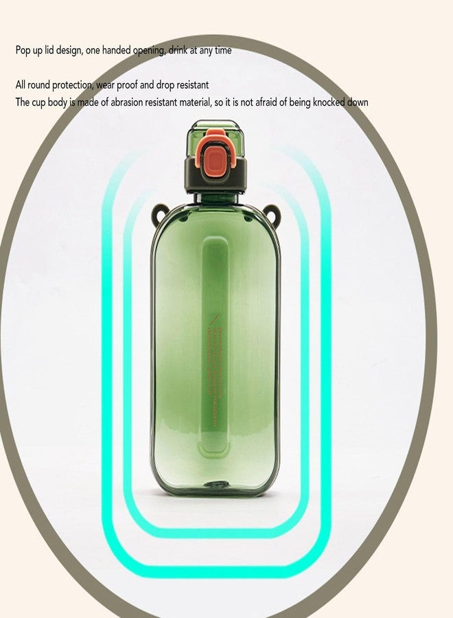 Pomya Flat Water Bottle, Portable Travel Mug, Lightweight Leakproof Slim Water Bottles with Strap for Sports Camping Gym Fitness Outdoor Backpacking Hiking, Ultra Light, 750ml(Green) - Image 3