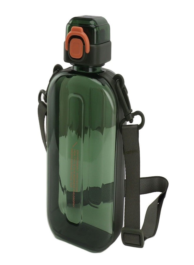 Pomya Flat Water Bottle, Portable Travel Mug, Lightweight Leakproof Slim Water Bottles with Strap for Sports Camping Gym Fitness Outdoor Backpacking Hiking, Ultra Light, 750ml(Green) - Image 1