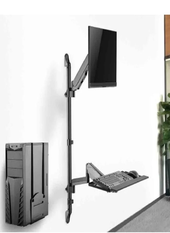 Skill Tech SH WWS04 01 Single Screen Pole-Held Computer Wall Mount with CPU Holder for 17"-32" Screens, VESA 100x100, 8kg Load Capacity – Black  - Image 3