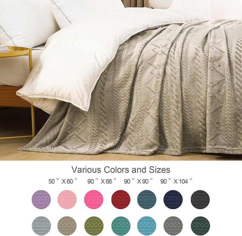 Exclusivo Mezcla Soft Champagne Throw Blanket - Lightweight Fleece Sofa Bed Blanket with Decorative Pattern, 50x60 Inches - Image 4
