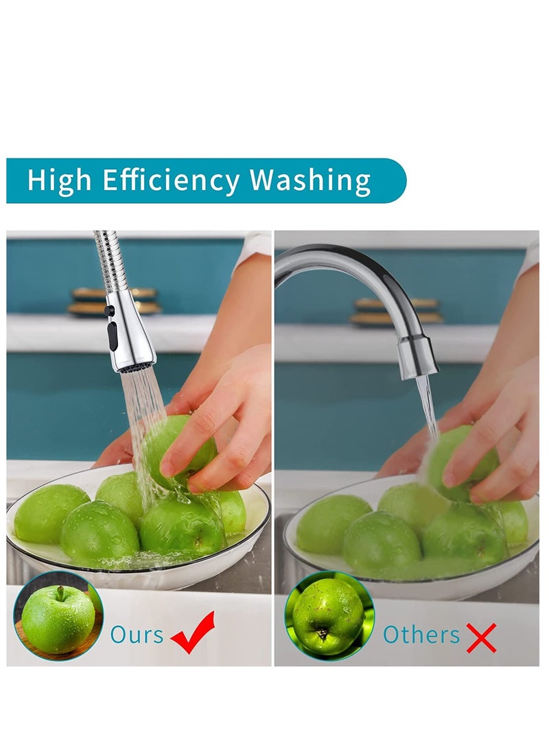 Excefore - Faucet Sprayer Head 3 Functions Kitchen Faucet Pull Out Spray Head Replacement Part for Water Tap Faucet Filter Kitchen Sink Pull-out Faucet Sprinkler Stream Spray and Pause Mode Chrome Anti-rust - Image 1