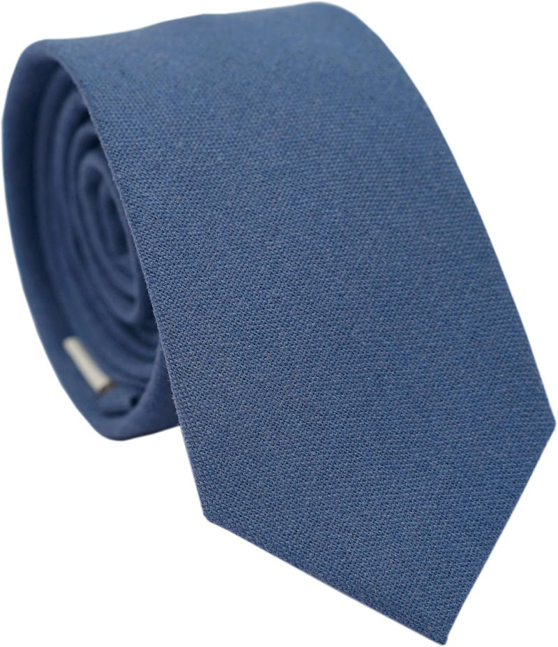 BELLUNO Men's Skinny Ties, Cotton Linen Blend 2.5 inch Solid Neckties - Image 1