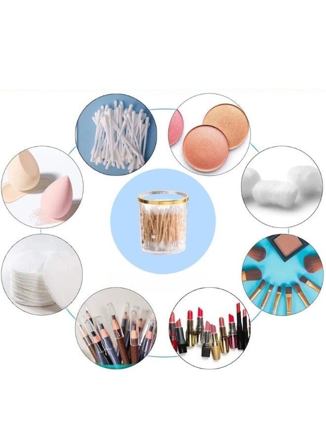Arabest Set of 1 Pack Cotton Ball Dispenser Holder, Cotton Swabs, Round Cotton Pads, Dental Flossers - Clear Plastic Jar Set for Bathroom Storage Organizer, Cosmetic Organizer - Image 5