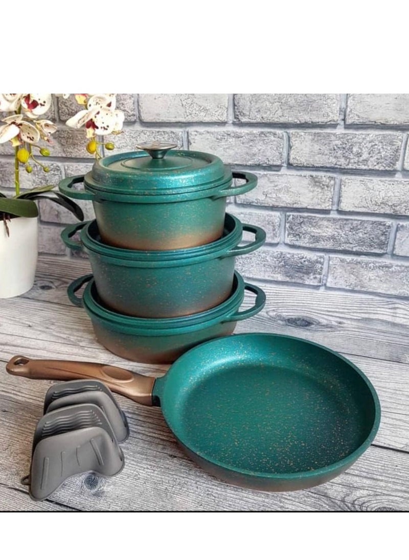 Oms Collection 7pcs Die Cast Cookware Set Contain 20,24,26 Cm Casserole and 26Cm Frypan -Made in Turkey  - Image 1
