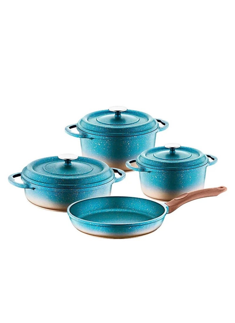 Oms Collection 7pcs Die Cast Cookware Set Contain 20,24,26 Cm Casserole and 26Cm Frypan -Made in Turkey  - Image 3