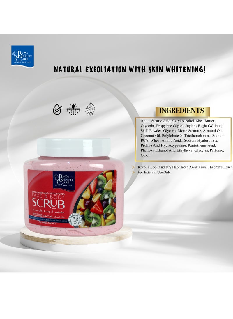 GC Beauty Care GC Beauty Care Exfoliating & Detoxifying Face & Body Scrub – Mix Fruit (500ml) For All Skin Types – Natural Exfoliation & Skin Whitening  - Image 4