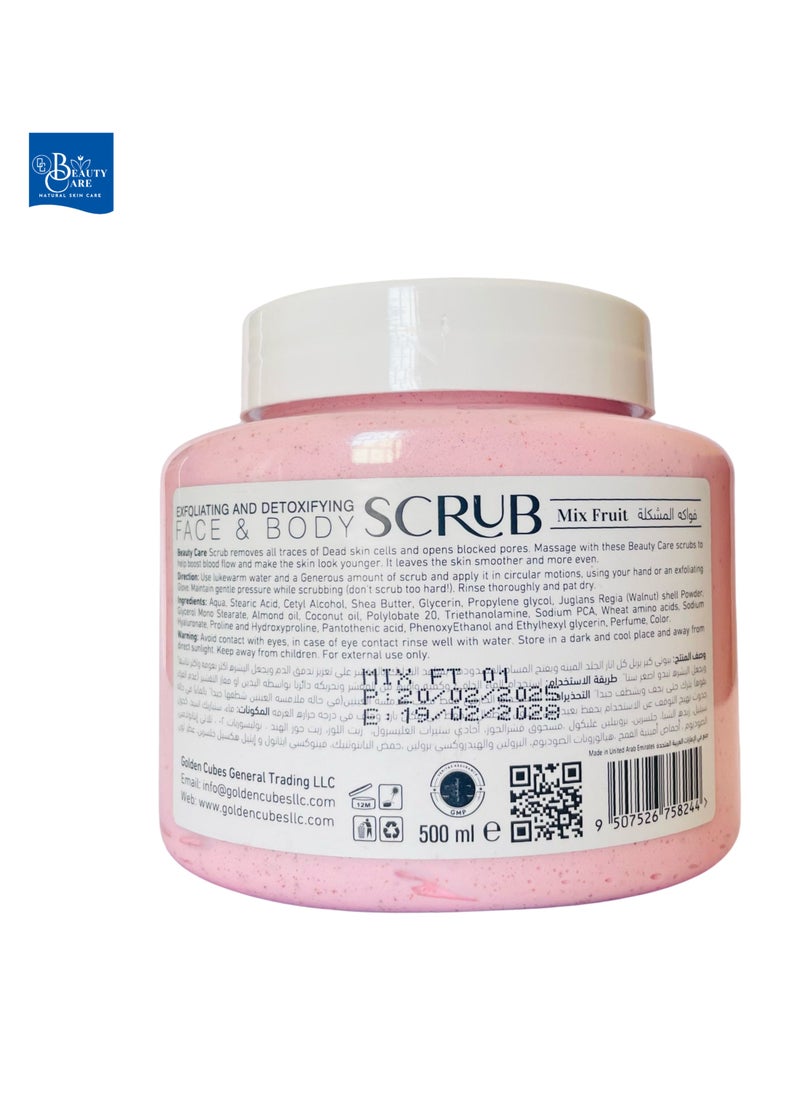 GC Beauty Care GC Beauty Care Exfoliating & Detoxifying Face & Body Scrub – Mix Fruit (500ml) For All Skin Types – Natural Exfoliation & Skin Whitening  - Image 2