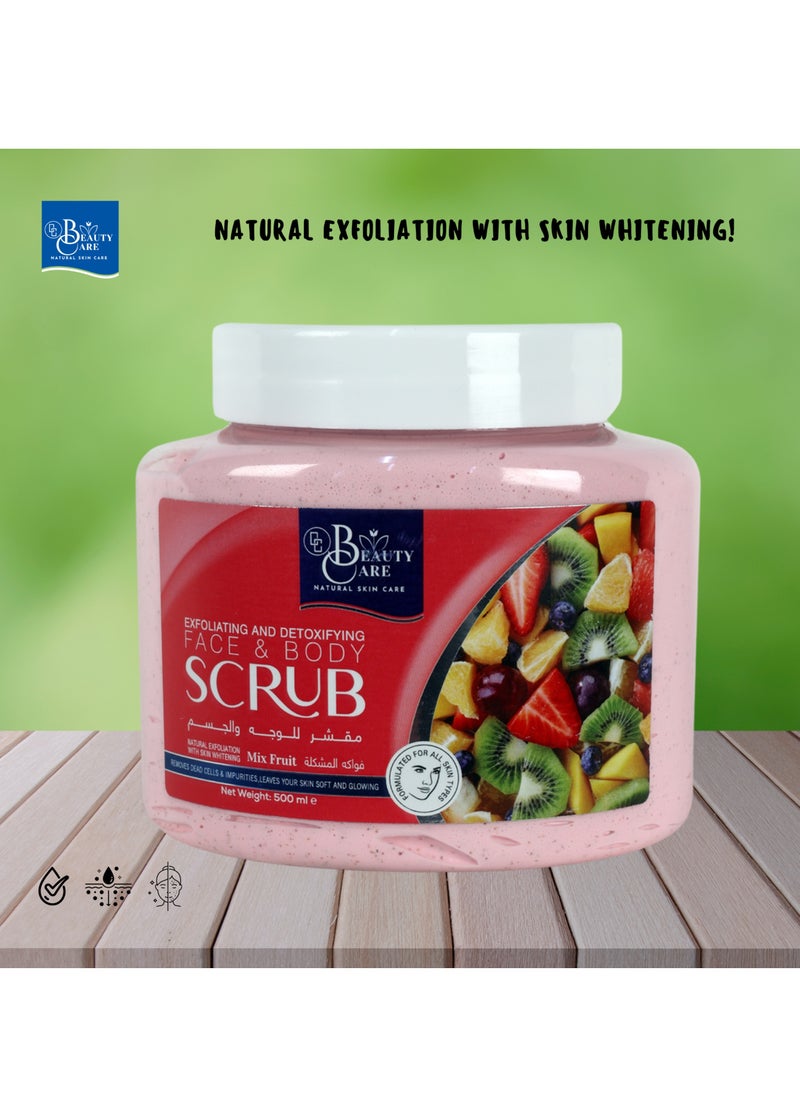 GC Beauty Care GC Beauty Care Exfoliating & Detoxifying Face & Body Scrub – Mix Fruit (500ml) For All Skin Types – Natural Exfoliation & Skin Whitening  - Image 3