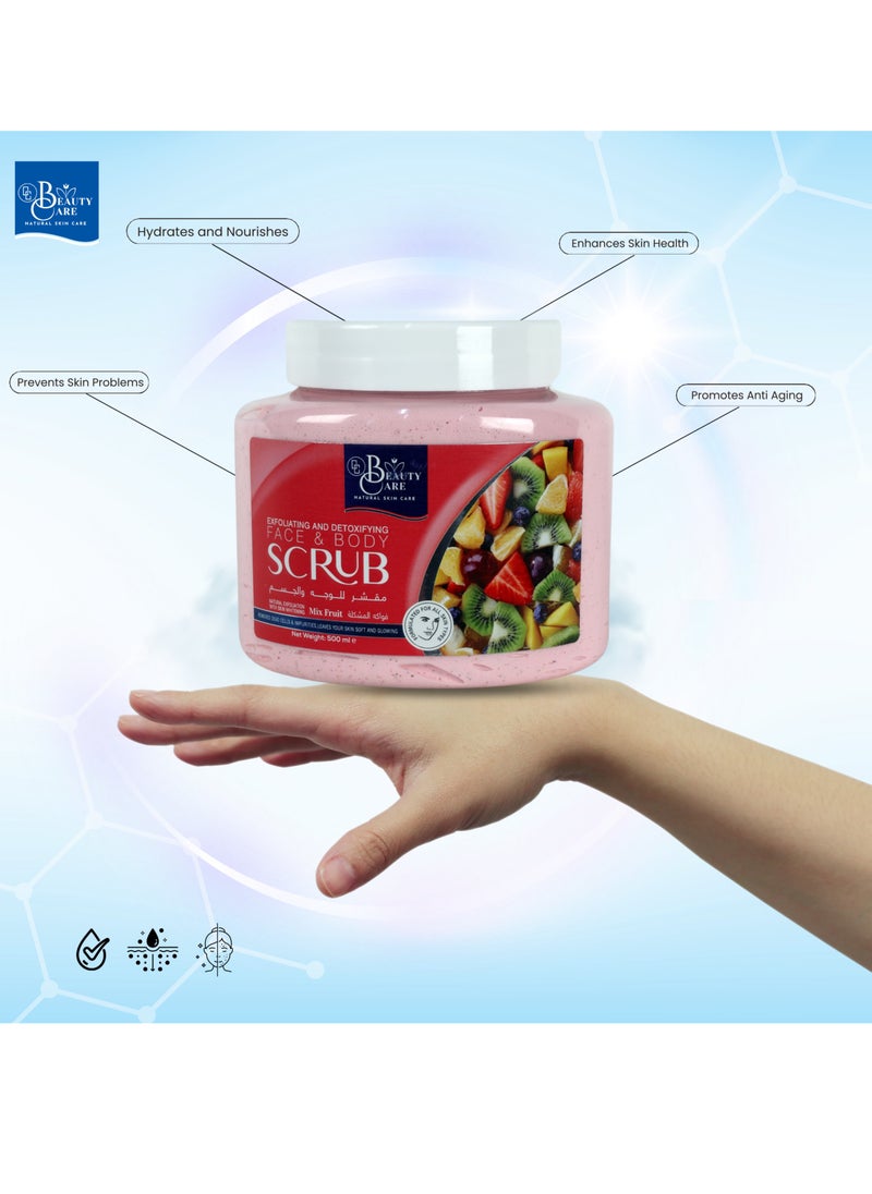 GC Beauty Care GC Beauty Care Exfoliating & Detoxifying Face & Body Scrub – Mix Fruit (500ml) For All Skin Types – Natural Exfoliation & Skin Whitening  - Image 5