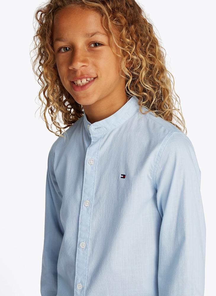 TOMMY HILFIGER Kids Linen Blend Relaxed Long Sleeve Shirt - Image 3