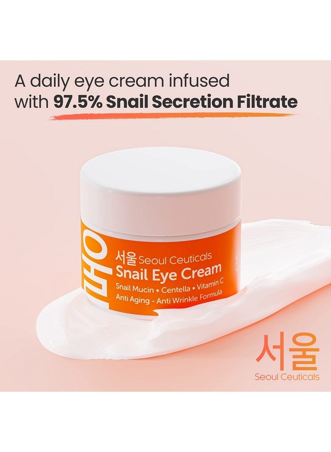 seoulceuticals كريم العين الكوري للعناية بالبشرة مع 97.5% من مخاط الحلزون كريم العناية بالبشرة الكوري المضاد للشيخوخة تحت العين مع سيكا سنتيلا اسياتيكا كريم فعال للغاية لعلاج التجاعيد تحت العين 0.5 أونصة - Image 5