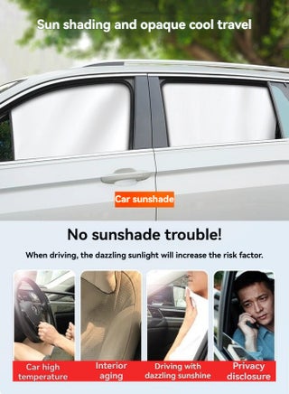 New car sunshade magnetic window sunshade sun protection heat insulation sunshade privacy blackout cloth (full set of four windows) - view 3