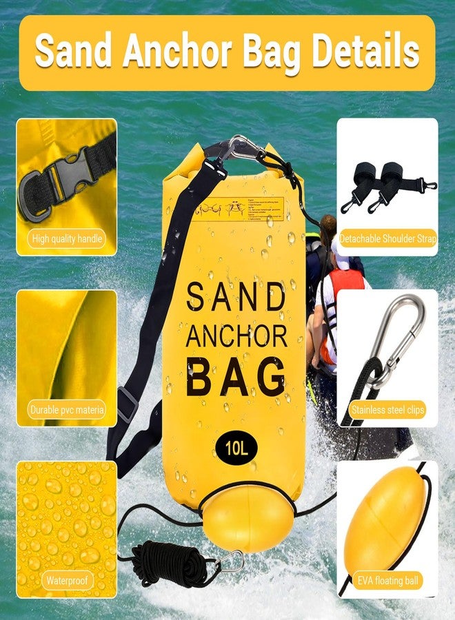 Lanathel 2 Pack Sand Anchor Bag, 10L Waterproof Sand Bag Anchor kit for PWC, Jetski, Kayak, Paddle Board, Small Boats, Beach - Includes 2Pcs Anchor Bag, 2Pcs 30ft Anchor Rope, 2Pcs Adjustable Buoy - Image 3