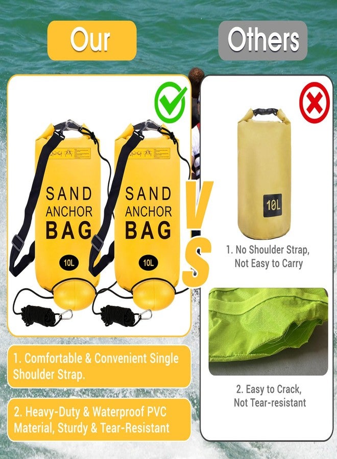 Lanathel 2 Pack Sand Anchor Bag, 10L Waterproof Sand Bag Anchor kit for PWC, Jetski, Kayak, Paddle Board, Small Boats, Beach - Includes 2Pcs Anchor Bag, 2Pcs 30ft Anchor Rope, 2Pcs Adjustable Buoy - Image 5