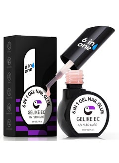 gelike ec Gel Nail Glue Uv - 6 In 1 Gel Glue For Nail Tips With Sheer Apricot Nude Color, Base Coat Free, Strong Adhesive For Press On Nails Acrylic Tips, Ideal For Salon And Home Diy  - Image 1