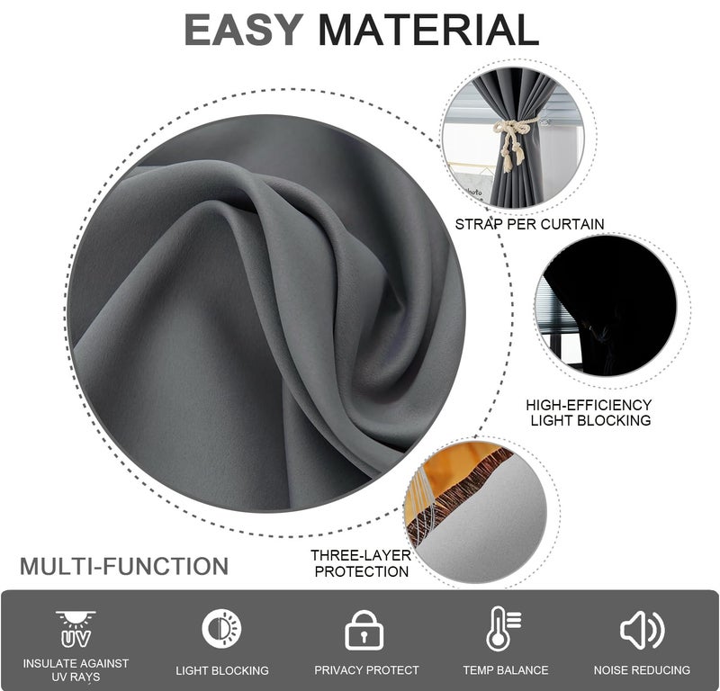 gonnrly Self Adhesive Curtains - No Drilling, No Rod, Easy to Install Blackout Curtains for Window Blinds,Bedroom(Grey 35 * 59in-1P) - Image 5
