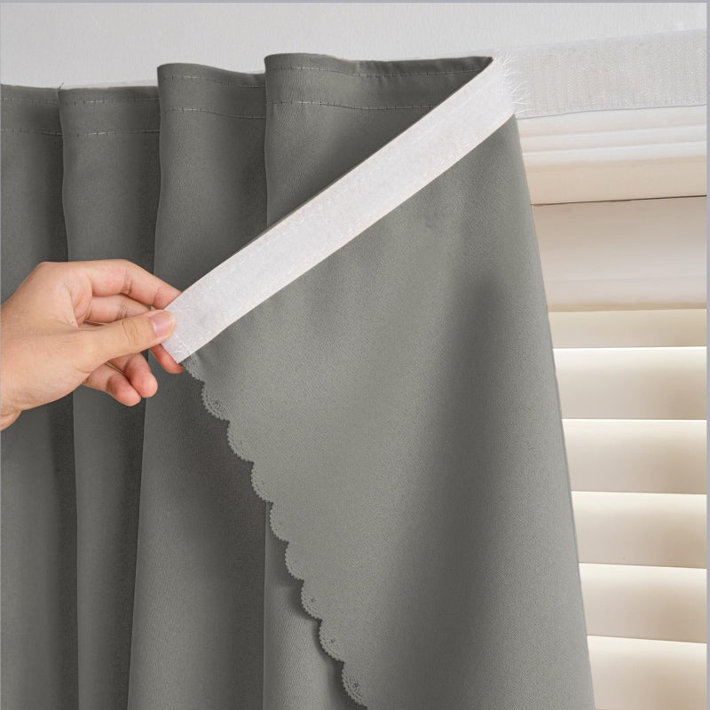 gonnrly Self Adhesive Curtains - No Drilling, No Rod, Easy to Install Blackout Curtains for Window Blinds,Bedroom(Grey 35 * 59in-1P) - Image 1