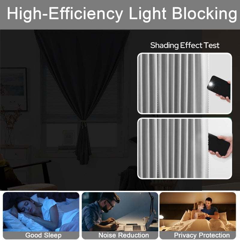 gonnrly Self Adhesive Curtains - No Drilling, No Rod, Easy to Install Blackout Curtains for Window Blinds,Bedroom(Grey 35 * 59in-1P) - Image 3