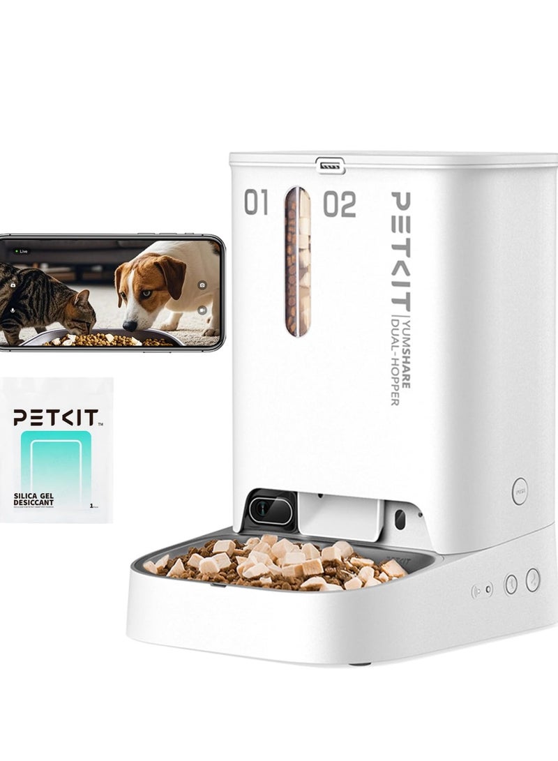 وحدة التغذية الأوتوماتيكية "YumShare Gemini Camera" المزودة بخاصية الذكاء الاصطناعي مع قادوس مزدوج - 3 لتر + 2 لتر (5 لتر) - Image 1