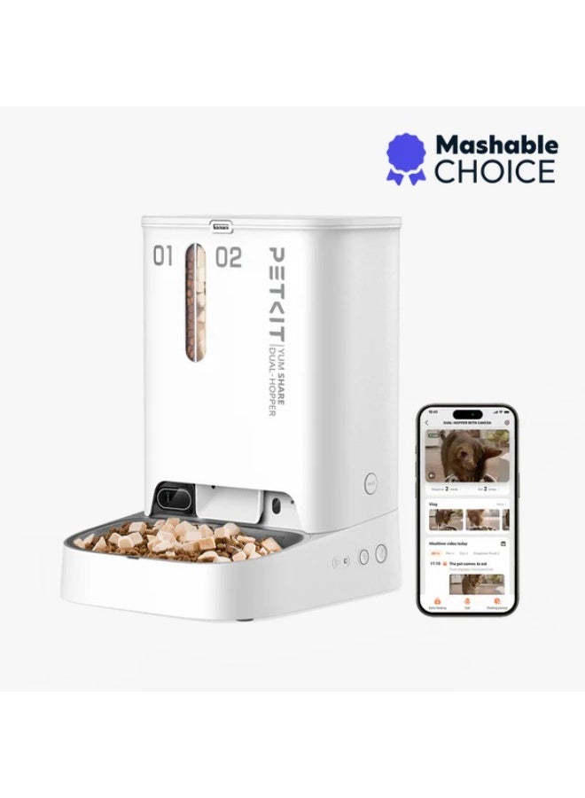 وحدة التغذية الأوتوماتيكية "YumShare Gemini Camera" المزودة بخاصية الذكاء الاصطناعي مع قادوس مزدوج - 3 لتر + 2 لتر (5 لتر) - Image 2