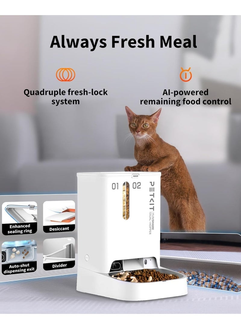 وحدة التغذية الأوتوماتيكية "YumShare Gemini Camera" المزودة بخاصية الذكاء الاصطناعي مع قادوس مزدوج - 3 لتر + 2 لتر (5 لتر) - Image 5