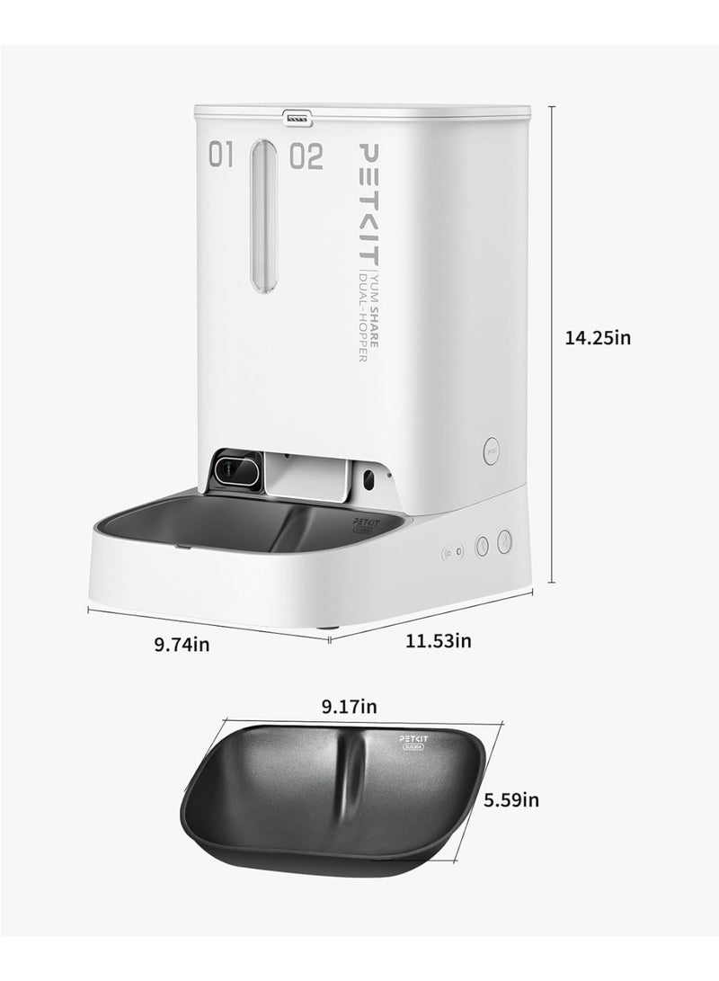 وحدة التغذية الأوتوماتيكية "YumShare Gemini Camera" المزودة بخاصية الذكاء الاصطناعي مع قادوس مزدوج - 3 لتر + 2 لتر (5 لتر) - Image 3