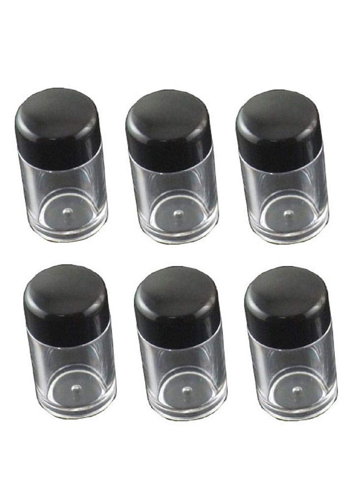 glasstore - 6 Pcs Plastic Loose Powder Jar 10g Clear Refillable Face Powder Case Cosmetic Sample Pots Bottles Eyeshow Powder Box Concealer Powder Sifter Container with 12 Holes black lid - Image 1