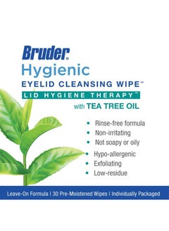 Bruder Hygienic Eyelid Cleansing Wipes with Tea Tree Oil l Relief from Demodex l Pre-Moistened, Rinse-Free Exfoliating Wipes Remove Excess Oil and Debris from Eyelids & Lashes l 30 Count Box  - Image 3