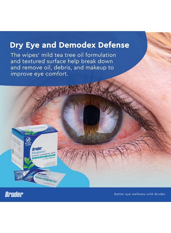 Bruder Hygienic Eyelid Cleansing Wipes with Tea Tree Oil l Relief from Demodex l Pre-Moistened, Rinse-Free Exfoliating Wipes Remove Excess Oil and Debris from Eyelids & Lashes l 30 Count Box - Image 2