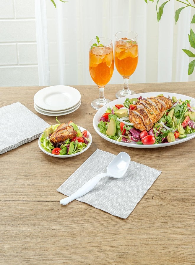 Restaurantware ملاعق تقديم 8 بوصة من رستورانت وير - 10 ملاعق قابلة للتصرف لتقديم الطعام - مقبض مريح، قوية، ملعقة طعام بلاستيكية بيضاء، أنيقة، لحفلات الزفاف، البوفيهات، أو فعاليات تقديم الطعام - Image 3