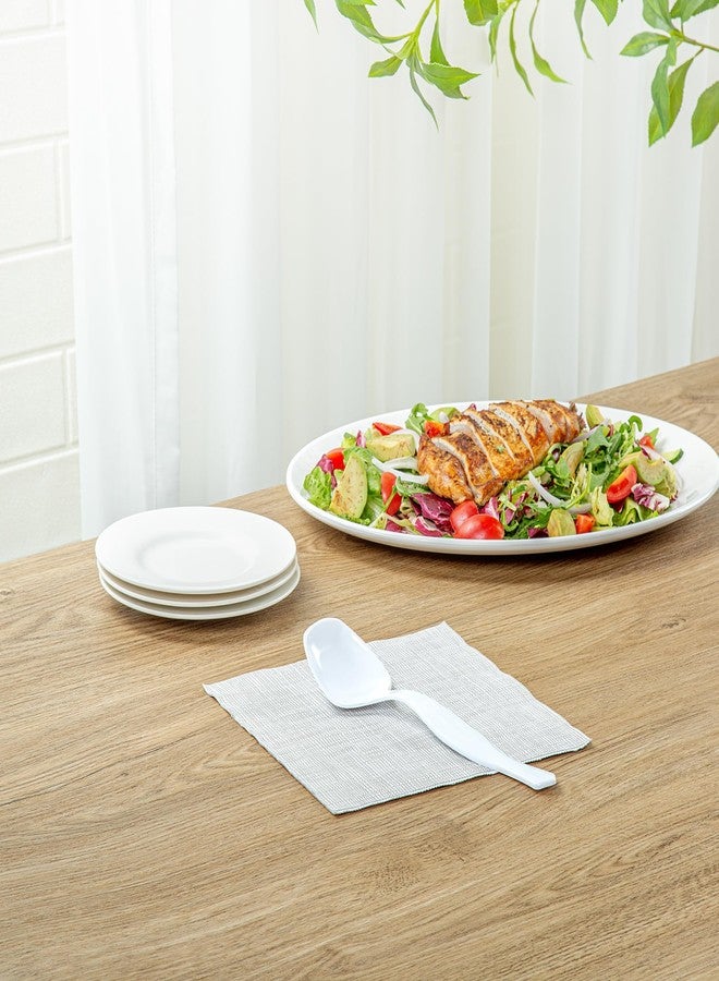 Restaurantware ملاعق تقديم 8 بوصة من رستورانت وير - 10 ملاعق قابلة للتصرف لتقديم الطعام - مقبض مريح، قوية، ملعقة طعام بلاستيكية بيضاء، أنيقة، لحفلات الزفاف، البوفيهات، أو فعاليات تقديم الطعام - Image 5
