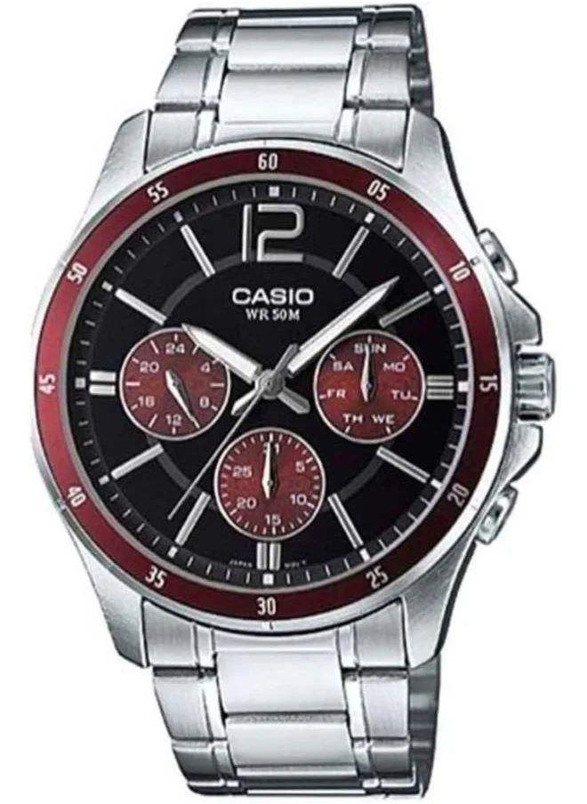CASIO Men's Analog Display Watch With Silver Stainless Steel Strap - MTP-1374D-5A