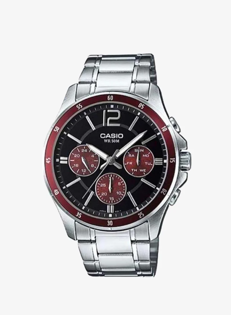 Casio Men's Analog Display Watch With Silver Stainless Steel Strap - MTP-1374D-5A