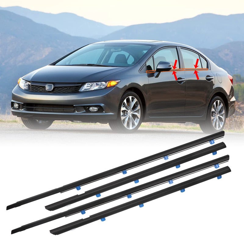Civic Weatherstrip Kavius Window Weather Seal Compatible with Honda Civic 2012 2013 2014 2015 Window Trim Molding Replaces for 72410TR0A01 72950TR0A01 72910TR0A01 4PCS