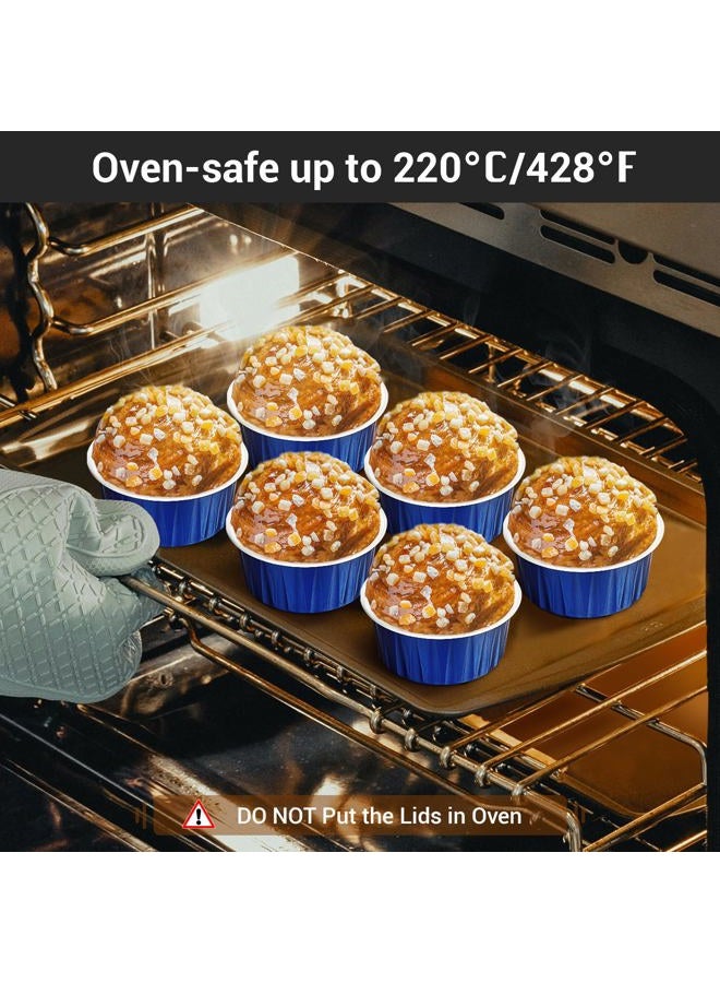 EUSOAR Cupcake Cups with Lids, 5oz 50pcs Disposable Desserts Flan, 3.34x2.59x2.35" 125ml Baking Cups with Lids, Aluminum Foil Desserts Cupcake Flan, Catering Gathering Shower Favor-Royal Blue - Image 5