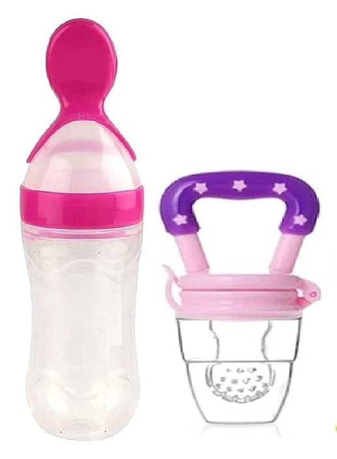 Krido Baby Food Spoon Feeder Bottle for Infants, Soft Spoon for Semi Solid Feeding, Portable & Lightweight Baby Feeder, Set of 3 (Pink) - Image 3