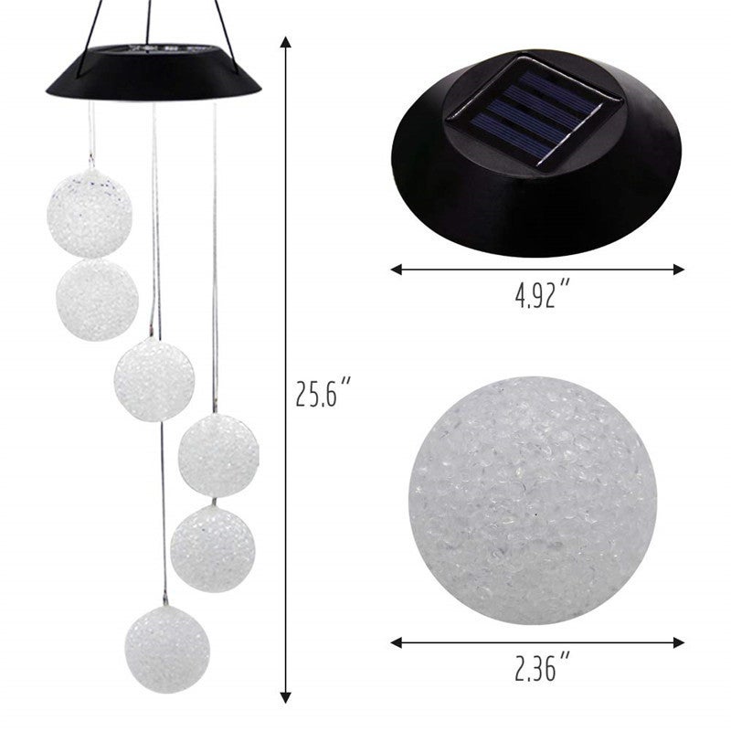 Solar Crystal Ball Wind Chime Color Changing Hanging Solar Light Outdoor Waterproof Wind Chime Solar LED String Light Decoration for Garden Party Night - Image 2